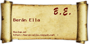 Berán Ella névjegykártya